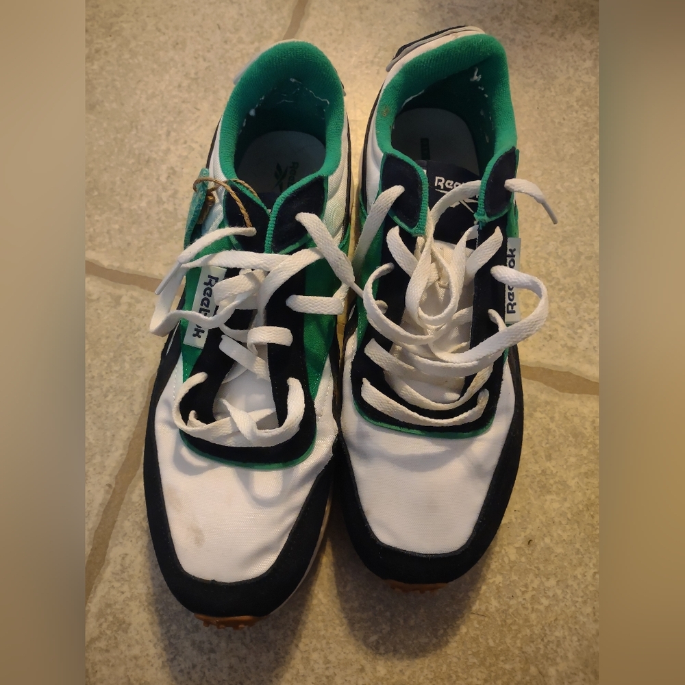 Reebok Retro Runner Sneakers in White, Green, Black